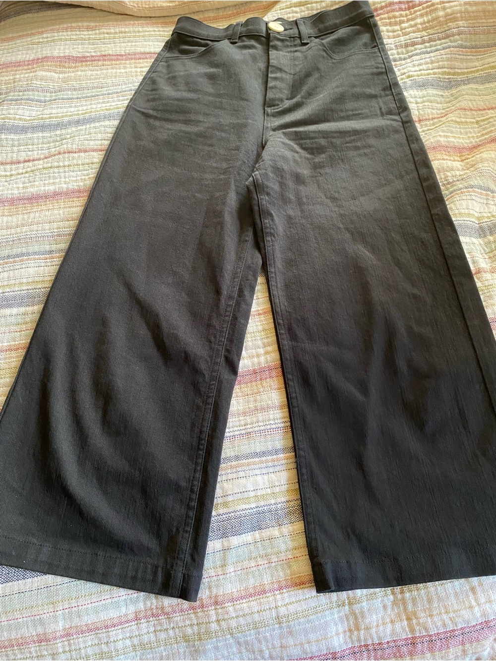 Whimsy + Row Black Trousers with Ivory Button